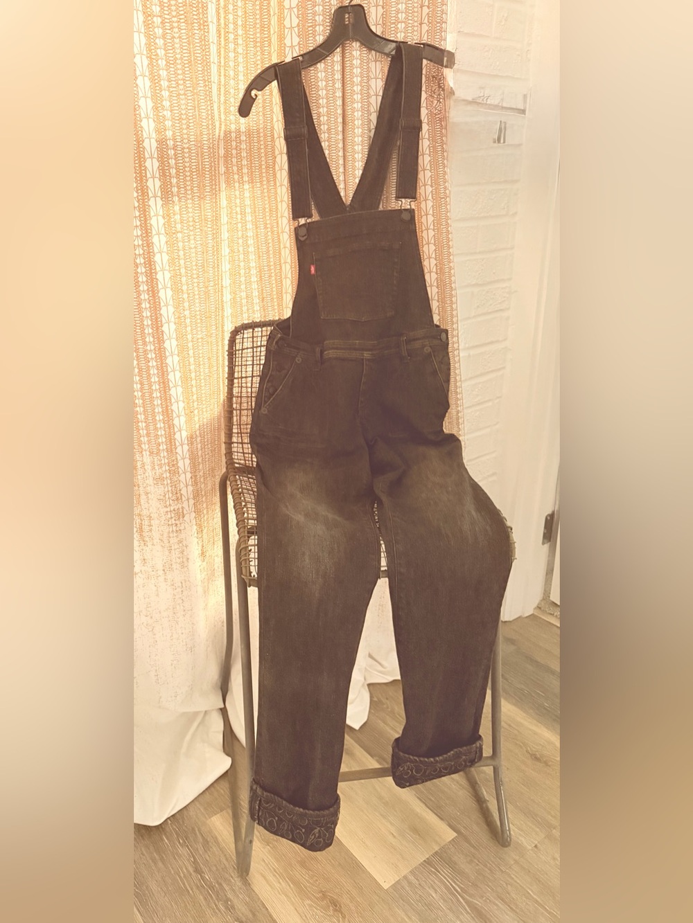 Andy Warhol & Levi’s Collaboration  Black Denim Overalls with Cherry Trim Cuffs